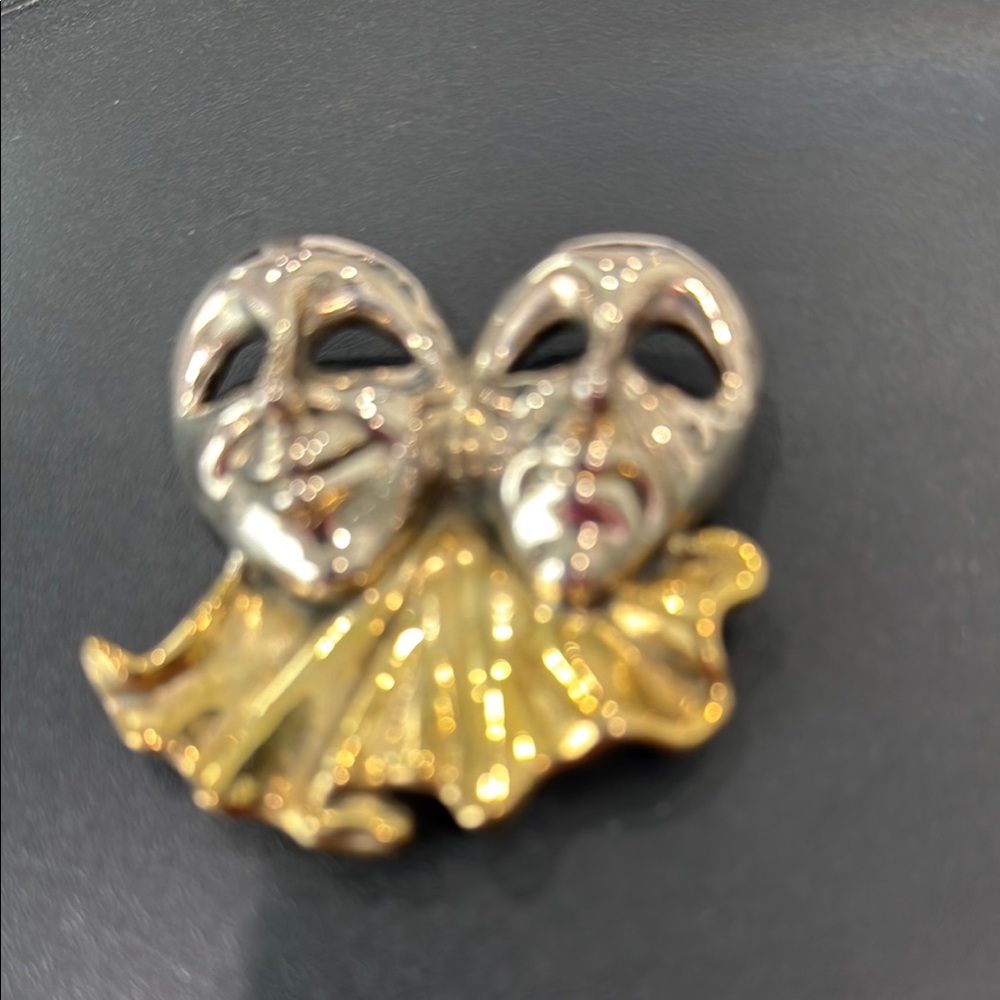 Silver and Gold Drama Mask Brooch